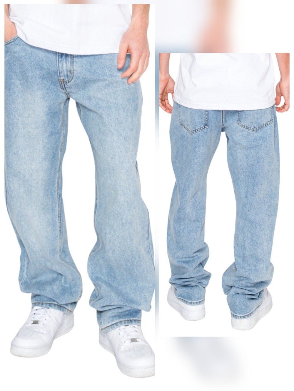 VICTORIOUS Men’s Baggy Jeans Size 40 Light Wash Atlas Heritage Wide Leg Denim